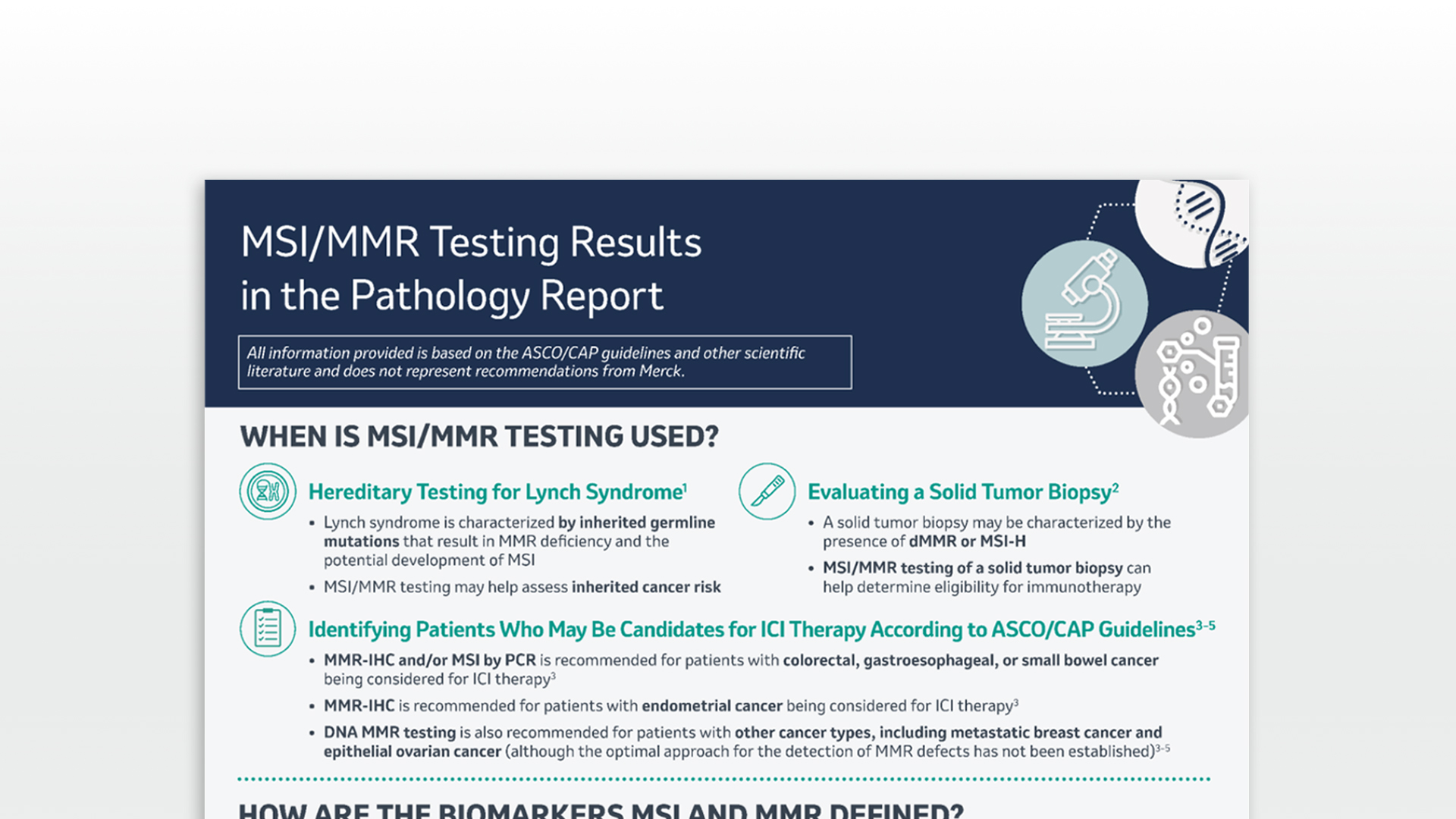 Download a Guide on MSI/MMR Testing Results in the Pathology Report
